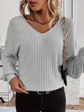 Fashionable V-neck long-sleeved sweater