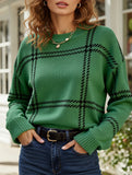 Check Colorblock Crew Neck Sweater