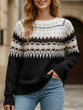 geometric pattern crew neck sweater