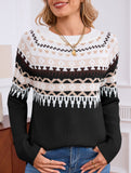 geometric pattern crew neck sweater