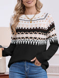 geometric pattern crew neck sweater