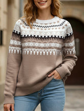 geometric pattern crew neck sweater