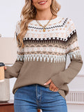 geometric pattern crew neck sweater