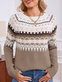 geometric pattern crew neck sweater
