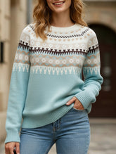 geometric pattern crew neck sweater