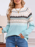 geometric pattern crew neck sweater