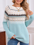 geometric pattern crew neck sweater
