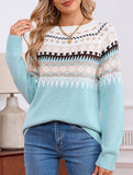 geometric pattern crew neck sweater