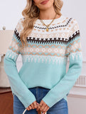 geometric pattern crew neck sweater