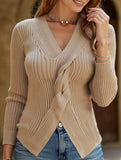 Ribbed hem slit sweater