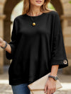 Round neck and mid-sleeve knitted casual top