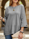 Round neck and mid-sleeve knitted casual top