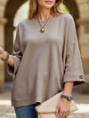Round neck and mid-sleeve knitted casual top