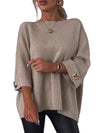 Round neck and mid-sleeve knitted casual top