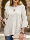 Round neck and mid-sleeve knitted casual top