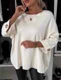 Round neck and mid-sleeve knitted casual top