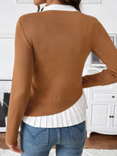 Contrast-panel slim-fit knit pullover sweater