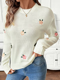 Fresh and sweet round neck pullover sweater