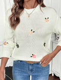 Fresh and sweet round neck pullover sweater