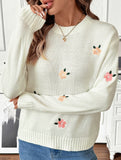 Fresh and sweet round neck pullover sweater
