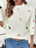 Fresh and sweet round neck pullover sweater