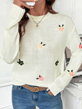 Fresh and sweet round neck pullover sweater