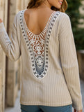 Fashion loose knitted long-sleeved T-shirt