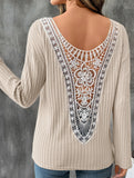 Fashion loose knitted long-sleeved T-shirt