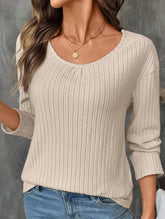 Fashion loose knitted long-sleeved T-shirt