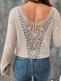 Fashion loose knitted long-sleeved T-shirt