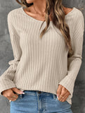 Fashion loose knitted long-sleeved T-shirt