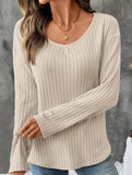 Fashion loose knitted long-sleeved T-shirt