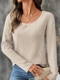 Fashion loose knitted long-sleeved T-shirt