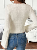 Solid color knitted slim fit T-shirt sweater