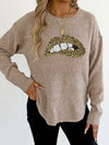 leopard embroidered sequined sweater