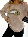 leopard embroidered sequined sweater
