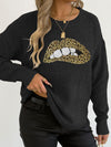 leopard embroidered sequined sweater