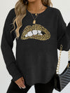 leopard embroidered sequined sweater