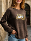 leopard embroidered sequined sweater