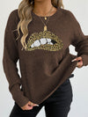 leopard embroidered sequined sweater