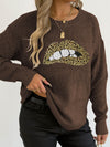leopard embroidered sequined sweater