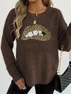 leopard embroidered sequined sweater