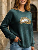 leopard embroidered sequined sweater