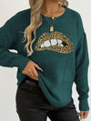 leopard embroidered sequined sweater