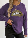 leopard embroidered sequined sweater