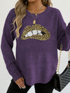 leopard embroidered sequined sweater