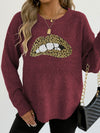 leopard embroidered sequined sweater