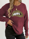 leopard embroidered sequined sweater