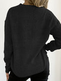 Hand-crocheted round neck casual sweater