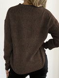 Hand-crocheted round neck casual sweater